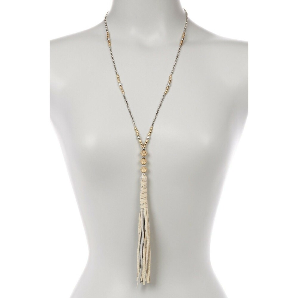 Lucky Brand Leather Tassel Pendant Necklace